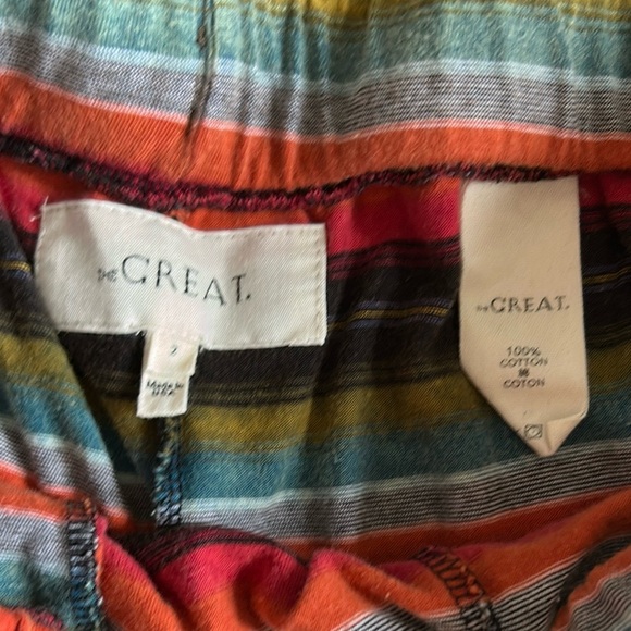 THE GREAT. Multicolor Striped High Waist Shorts - Picture 2 of 10